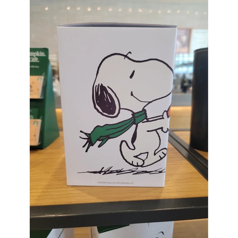 Starbucks x Peanuts Snoopy Plush 2026 Fall Green Scarf NEW in Box In Hand